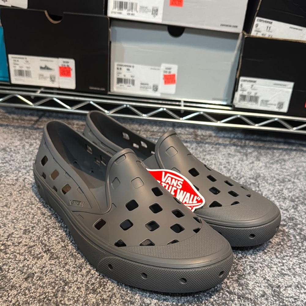 Vans Gray Perforated Slip-On Loafers